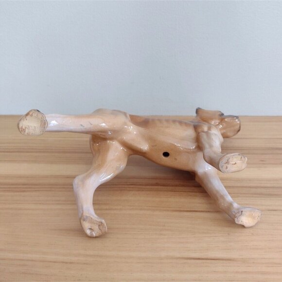 Vintage Large Ceramic Boxer Dog Figurine Brown Glazed Standing 8" - Picture 5 of 8